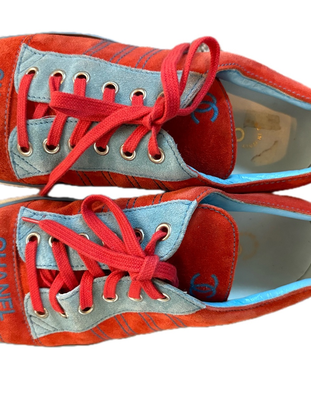 CHANEL Womens Sneakers US Size 8 Suede Leather Low Top Vintage 2002 Sport EUC - Picture 6 of 15